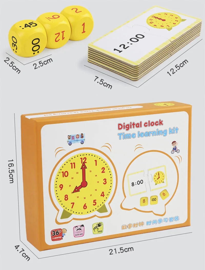 Kinder Montessori Uhr Pädagogisches Spielzeug Stunde Minute Sekunde Erkenntnis Passenden Puzzle Spielzeug Kinder Frühen Vorschul Lehrmittel – Detail 14