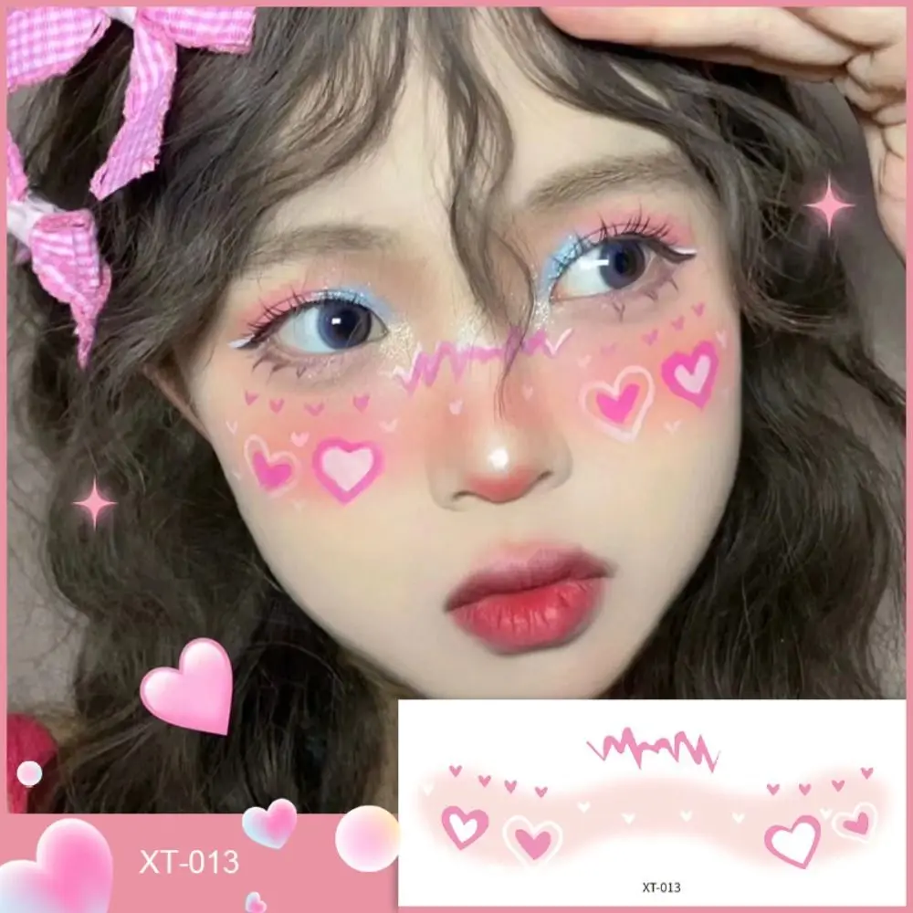 Cute Star-shaped Face Stickers Sweet Heart Bowknot Facial Tattoo Flowers Makeups