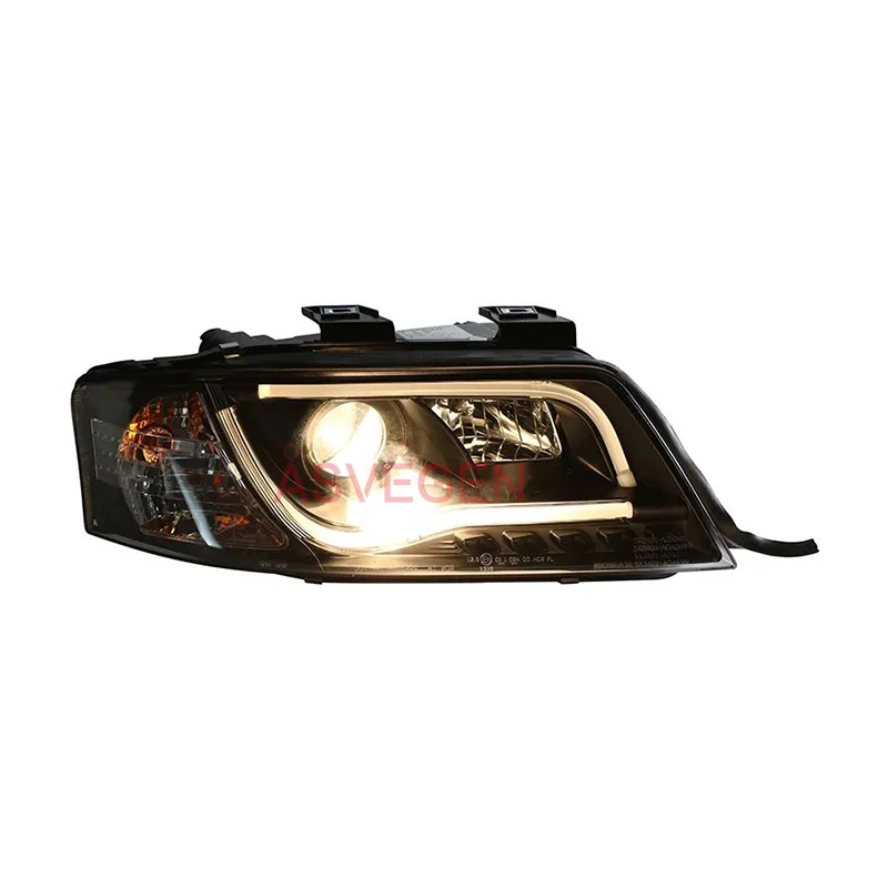 Upgrade to New Angel Eyes Style modified head light For A6 LED Strip Headlamps Front Lights 2001 To 2003 Year SN