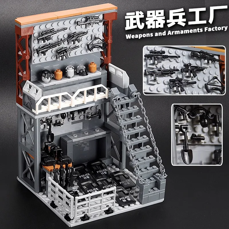 

New Military Scene Building Blocks Special Forces Arsenal Arsenal Display Rack Minifigure Assembling Toys