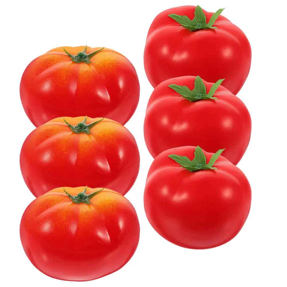 6 Pcs Decorations Imitation Tomato Toddler Vegetables Tomatoes Fresh Plastic Artificial Simulation Models