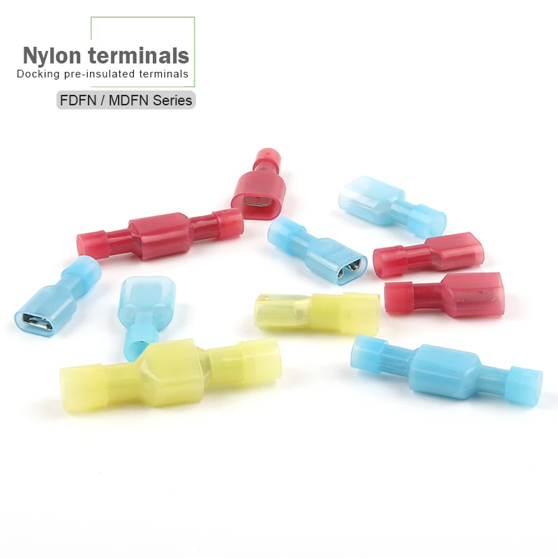 50PCS 25Set MDFN FDFN 6.3mm NYLON Male Female Insulated Crimp Termina Spade Plug Quick Butt suit Electrical Connectors