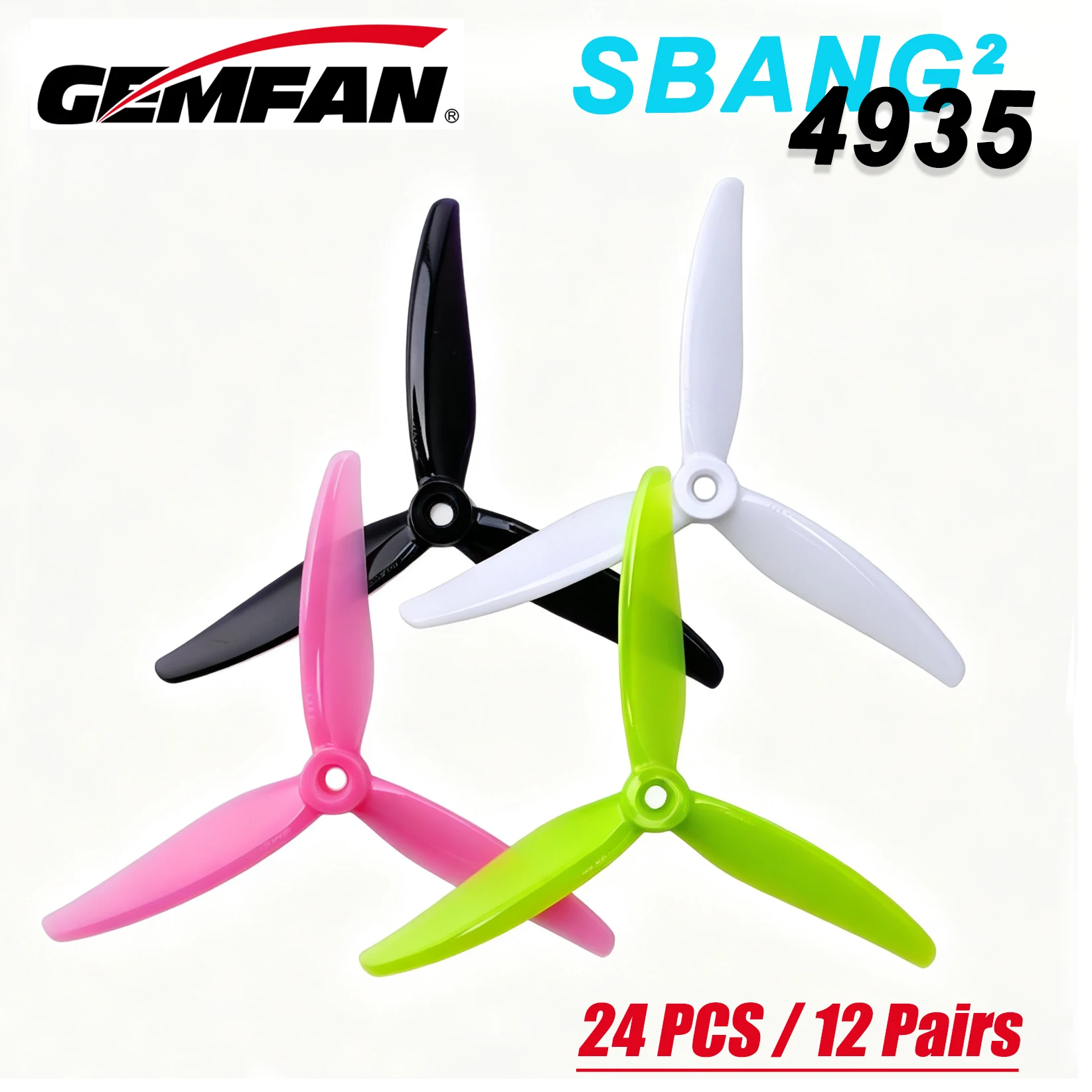 24PCS/12Pairs Gemfan Sbang 4935 5inch 3 Blade/ Tri-Blade SBANG Propeller Props FPV Brushless Motor For 5Inch FPV Freestyle Drone