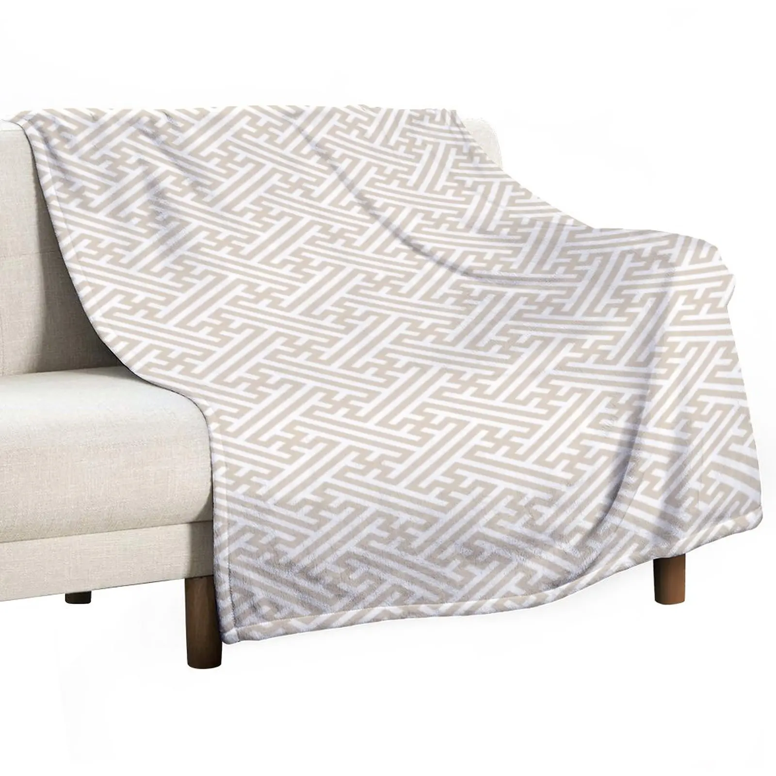 

Sayagata - Japanese Traditional Pattern - Ivory & White Throw Blanket Decorative Sofa Blankets Quilt Blanket