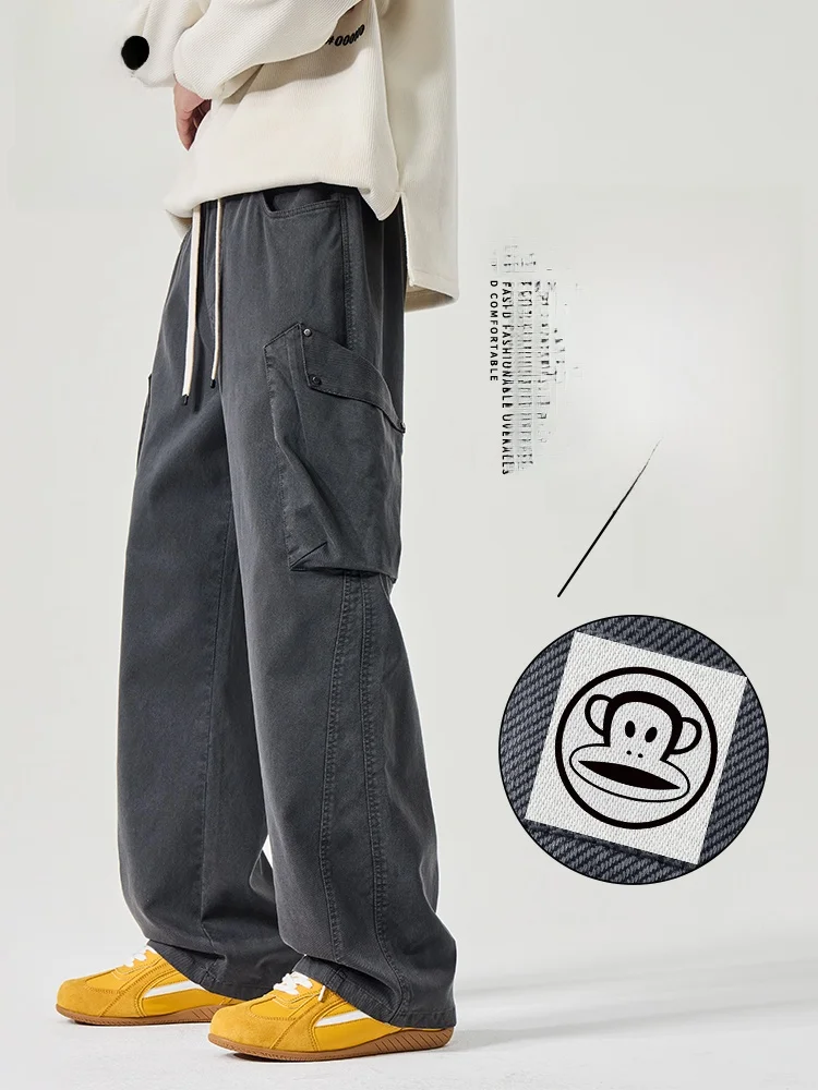 

PaulFrank American Workwear Pants Men's Spring Trendy Loose Sports Casual Trousers Wide Leg ket mid Waist Casual Sle