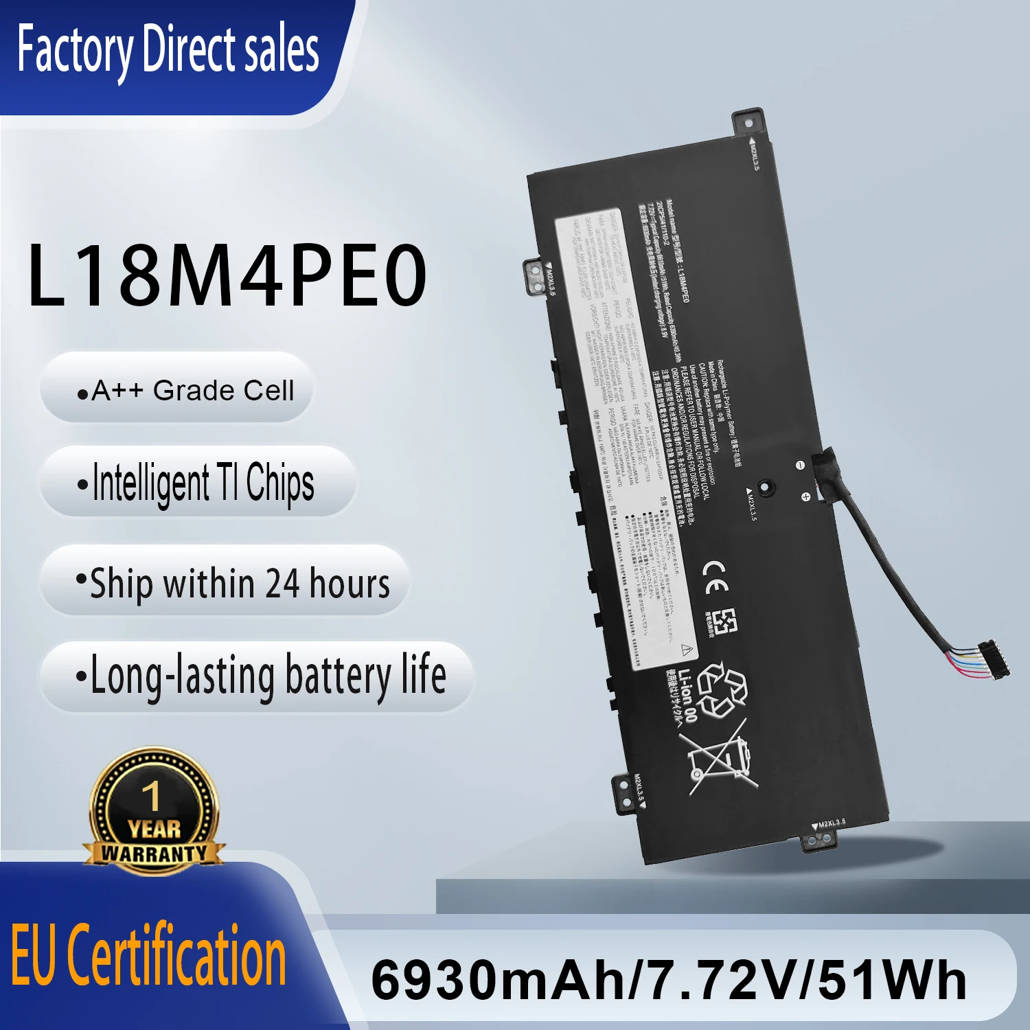 

Новый аккумулятор для ноутбука L18M4PE0, 7,72 В, 51 Втч для Lenovo Yoga C740-14IML серии 5B10W67296 5B10U40209 5B10U40210 5B10W67185 SB10W67235