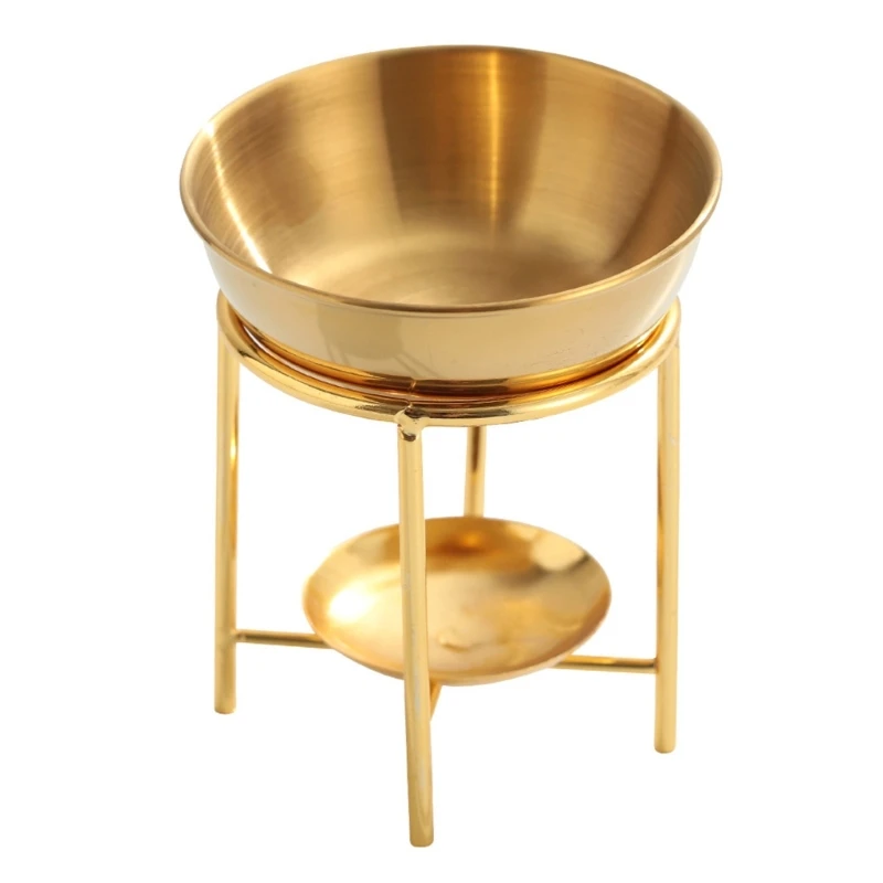 

Stylish Gold Metal Essential Oil Warmer Burners Bowl with Tealight Holder