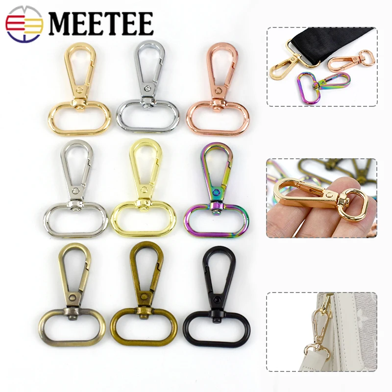 

20Pcs Meetee 13-50mm Metal Swivel Buckles Lobster Clasp Bag Straps Keychain Snap Hooks Dog Collar Carabiner DIY Bags Accessories