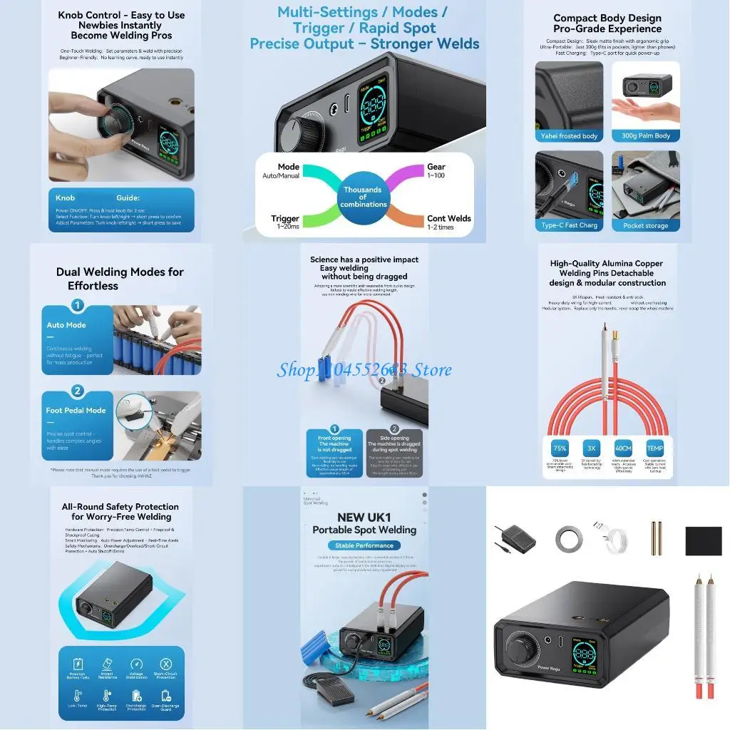 

Y6GD Handheld Digital Display Spots Welder Digital Welding Machine for 18650 Battery