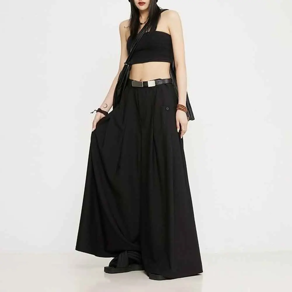 

XS-5XL Dark Plain Loose Soft Casual Skirt Pants Fall Genderless Cover Flesh Fashion Daily Versatile Wide-Leg Pants Unisex 2025​