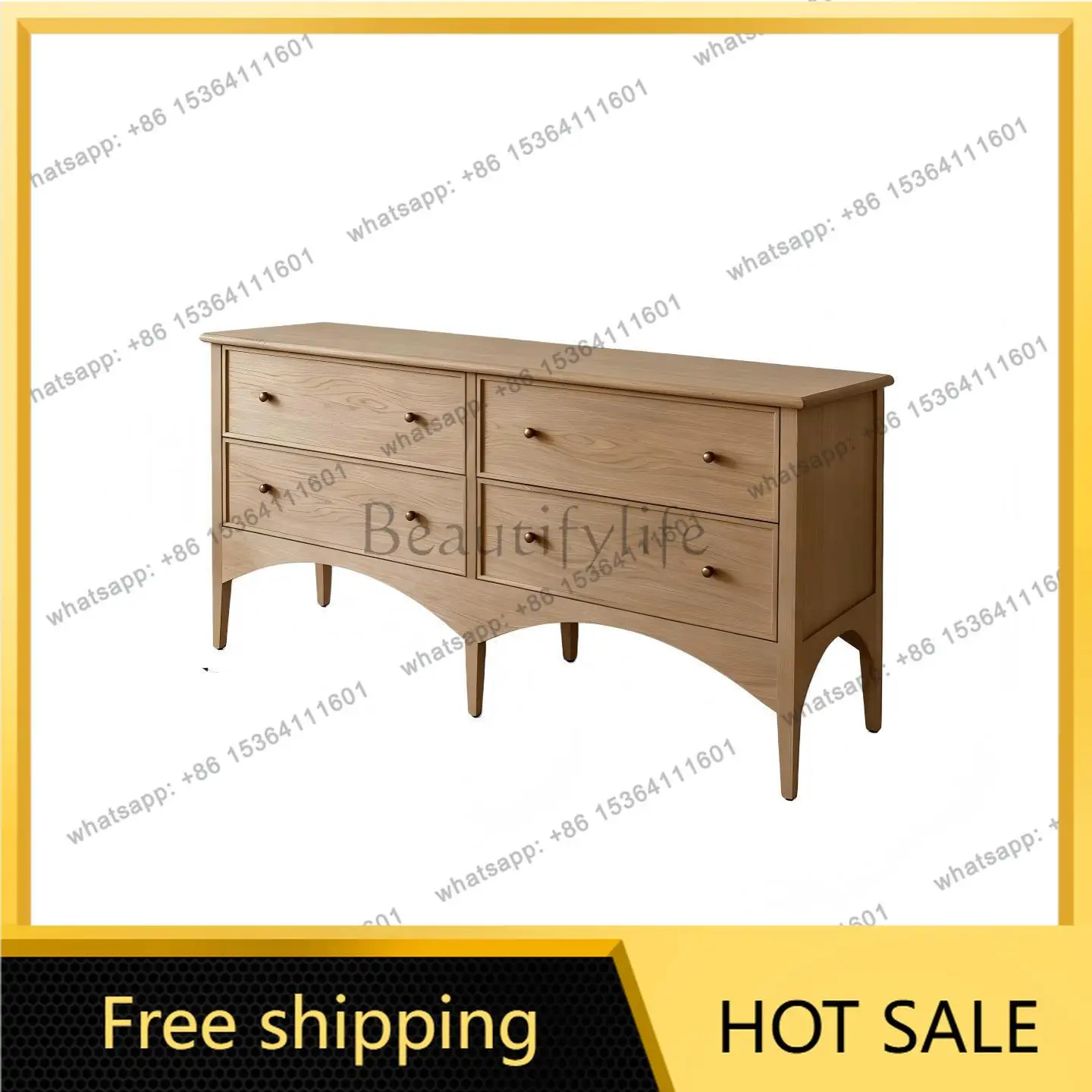 XX. American solid wood four-chest cabinet household living room storage foyer entrance cabinet