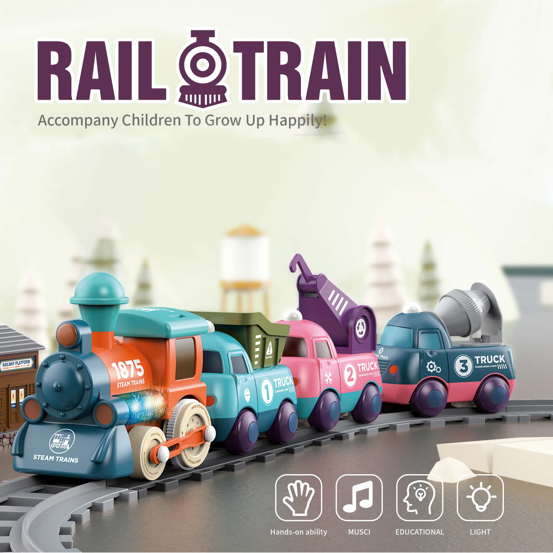 

Train full set model Gift Battery Operated Railway Train Toys Car with Sound&Light Electric Train Tracks Locomotive Cars