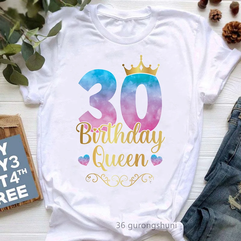 2024 Hete Verkoop Aquarel 50e Verjaardag Koningin Print T-Shirt Vrouwen Verjaardagscadeau Tshirt Vrouw Zomer Tops Mode T-Shirt Dames