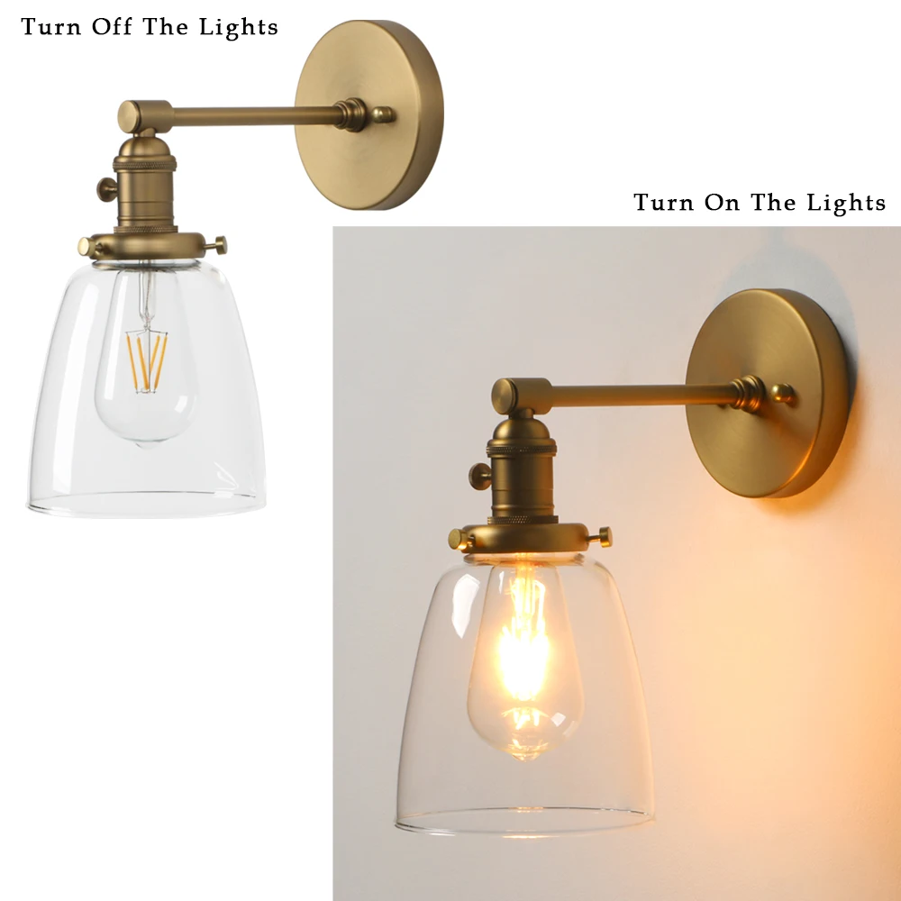 permo Industrial Wall Lamp  Single Sconce Light Fixture with 5.6 Inches Dome Clear Glass Shade