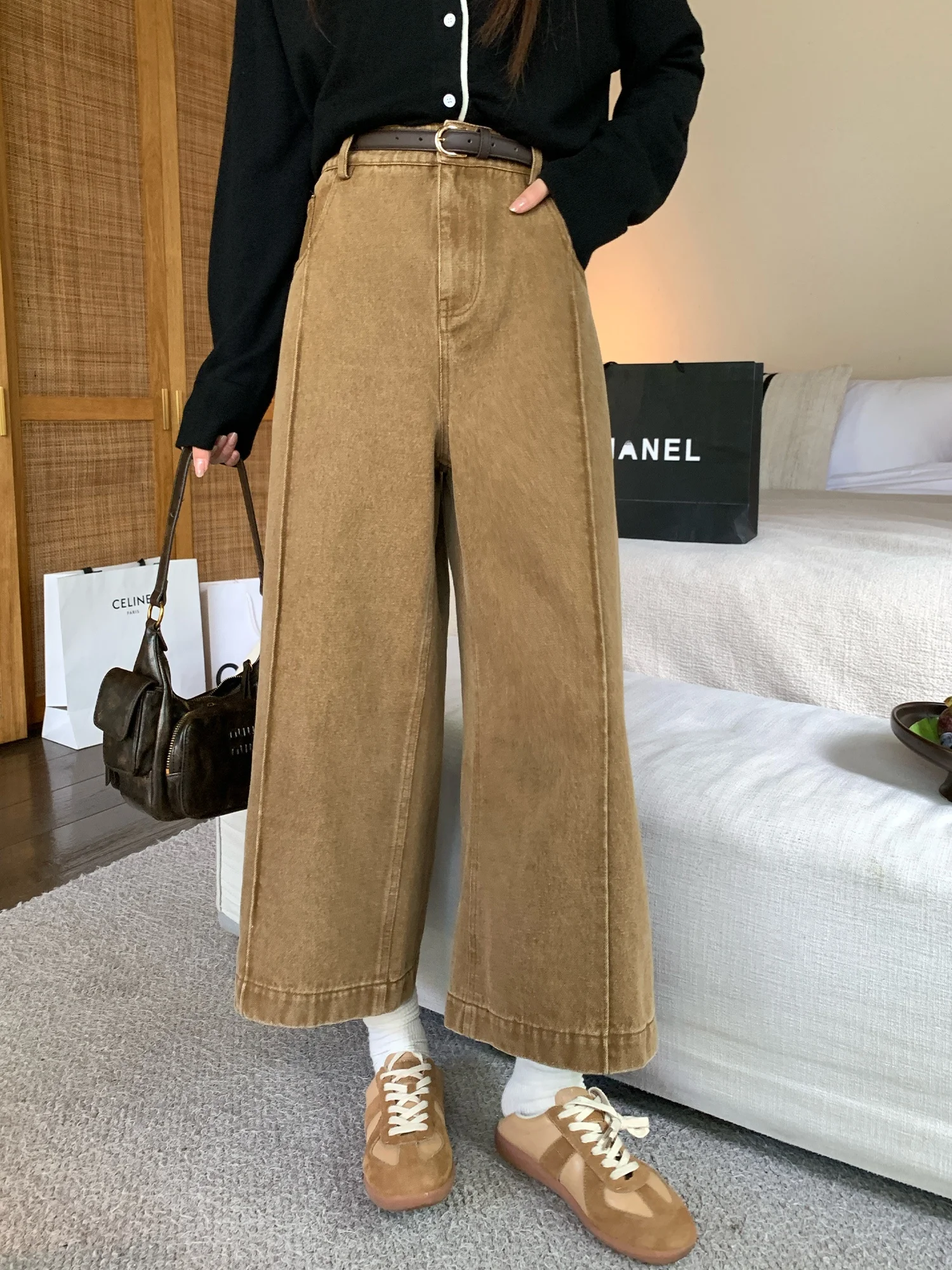 

Джинсы NAZ с высокой талией, свободного кроя, из хлопка, в стиле ретро, повседневные, прямые, укороченные (7 дюймов), для женщин больших размеров