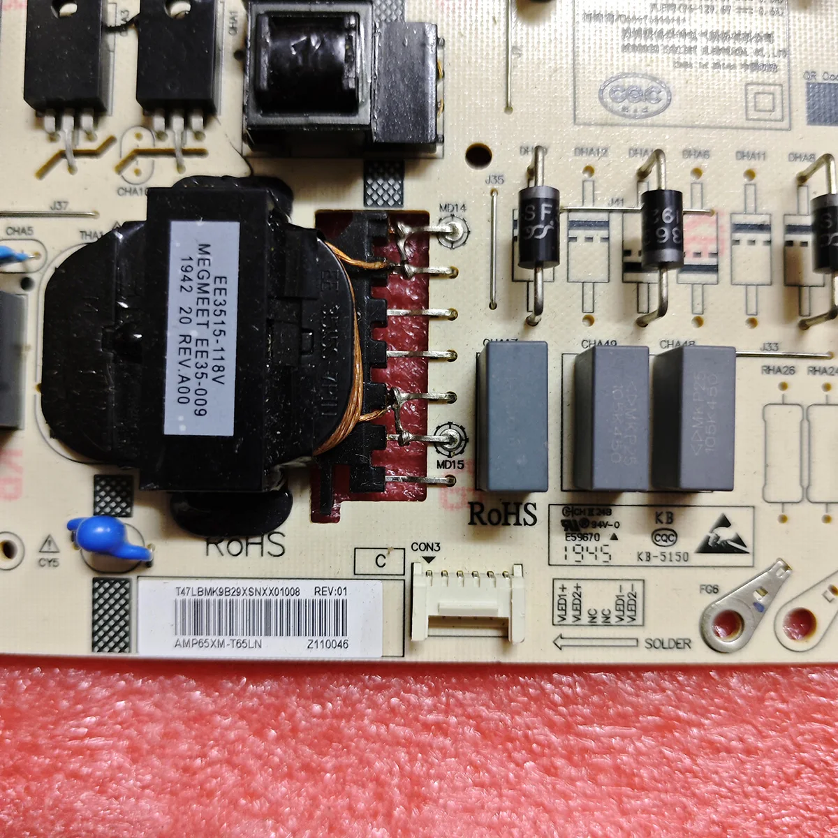 Per Xiaomi L65M5-EC TV power board AMP65XM-T65LN 093155000190