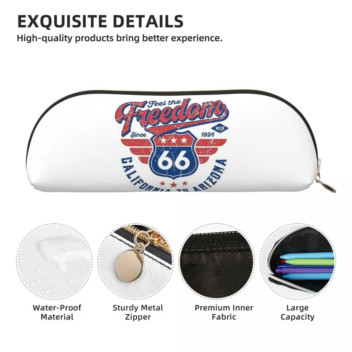 الطريق 66 الولايات المتحدة الأمريكية (1) مقلمة قلم رصاص الحقيبة تخزين لوازم مكتبية سعة كبيرة صندوق القلم حقيبة أقلام رصاص لهدايا الطلاب