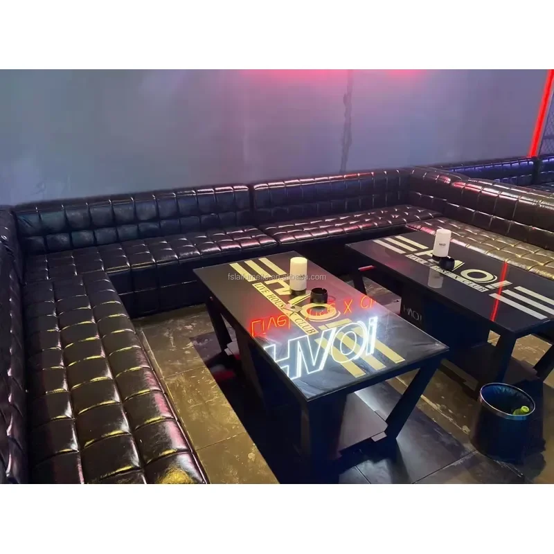 Wholesale Black Modular Night Club Sofa U Shape L Shape Custom Nightclub Bar Hookah Lounge Furniture Restaurant Booth Seating