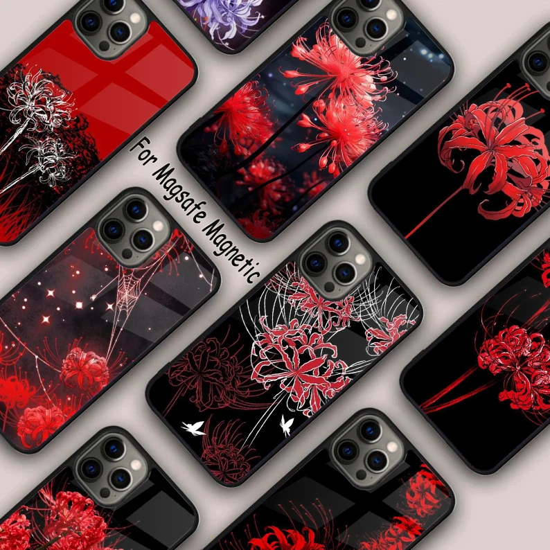 حافظة هاتف مغناطيسية من Lycoris radiata لهاتف ابل ايفون 17 اير 16 14 13 12 برو ماكس 15 بلس شحن لاسلكي مع غطاء MagSafe #1