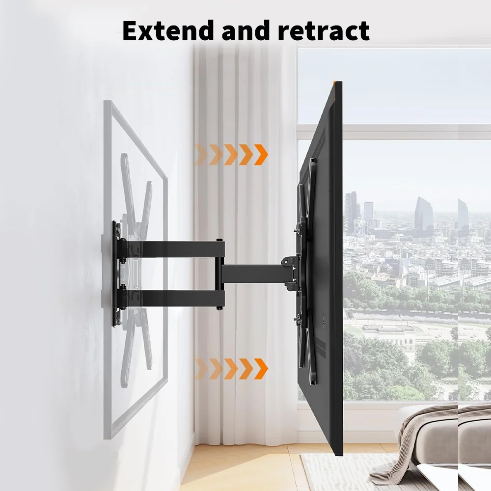 Universelle TV-Monitor-Wandhalterung, Gelenkarme, drehbare Neigungsverlängerung, Drehung für die meisten 17–55 Zoll flachen, gebogenen Fernseher – Detail 9