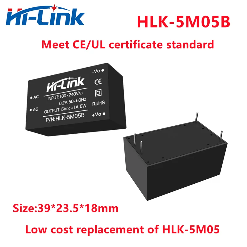 

Hi-Link 10 шт./лот HLK-5M05B 5 В 1 А модуль импульсного источника питания переменного и постоянного тока, понижающая интегральная схема напряжения, совместимая с 5M05