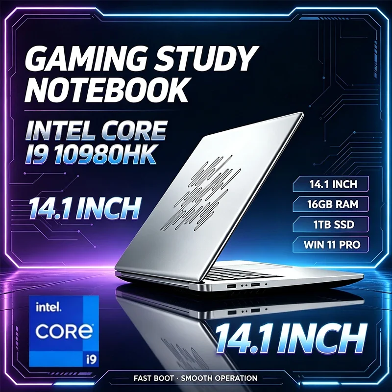 14.1" Inch Ultra Portable Laptop Powerful Core i9 10980HK 16GB Large Memory 1TB Solid State Drive Win11Pro Gaming Study Notebook