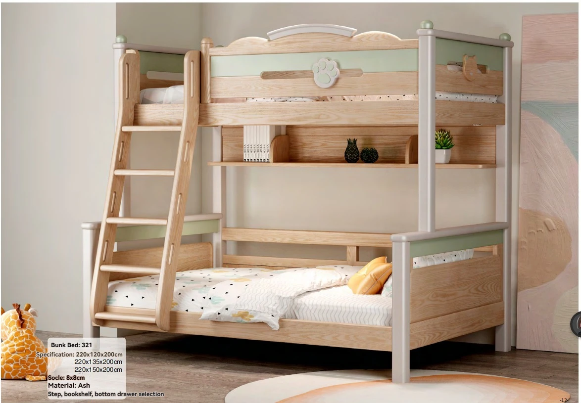 //Children's Bedroom Furniture Set Includes Ash Wood Armoire, Desk, Bed Children's Bedroom Set