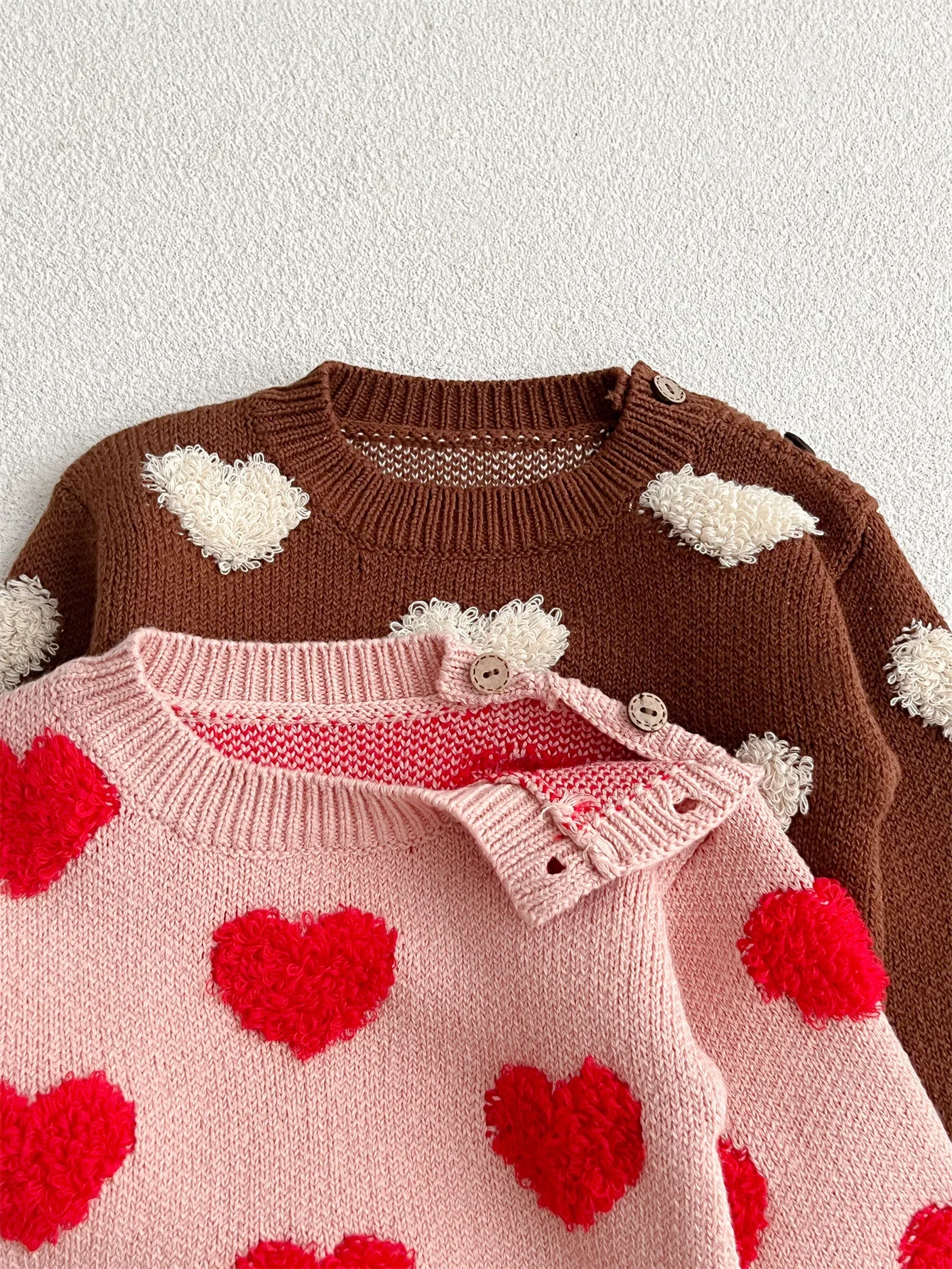 2024 Winter New Baby Girl Heart Sweater Infant Long Sleeve Knit Tops Kids Girls Sweater Toddler Knit Clothes