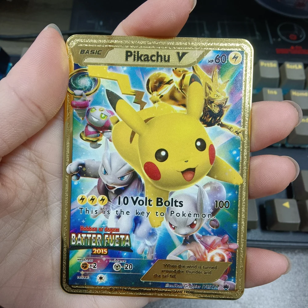 Pokemon Card Game Battle Collection English Japanese Metal Card Pikachu Charizard Mewtwo Charmander Eevee Kawaii Birthday Gift