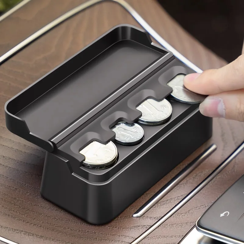4 Slots Coin Dispenser Car Coin Holder Sorter Collector With Spring Mini Portable Storage Safe Box For Shop Outdoor Car