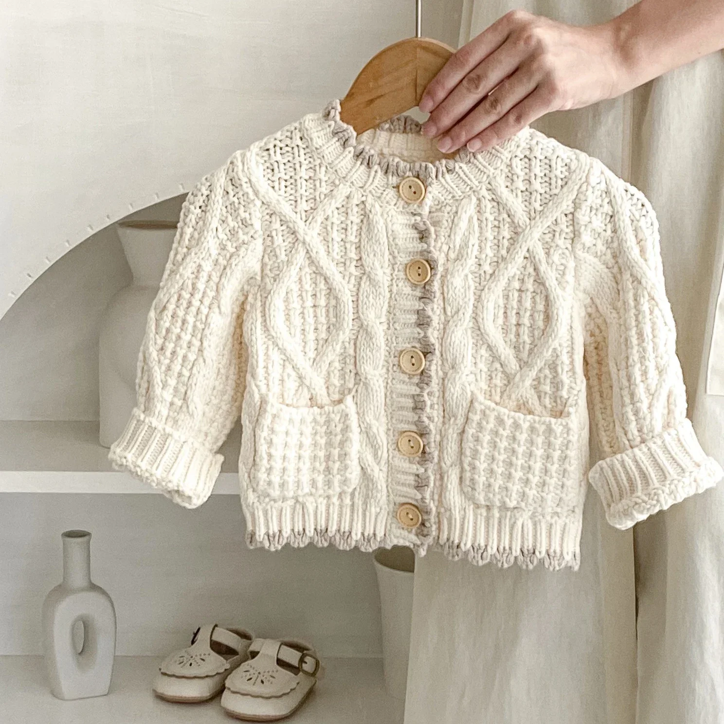 

0-3T Newborn Kid Baby Girl Sweater Cardigan Warm Thick Winter Clothes Long Sleeve Knit Knitwear Coat Casaul Outfit