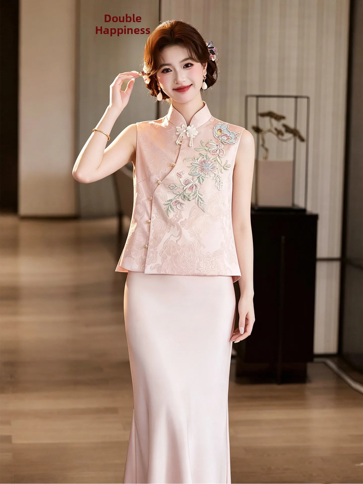 

New Chinese Style Wedding Dress Skirt Women's Engagement Ceremony Luxury Wine Offering Morning Robe Bride Improved