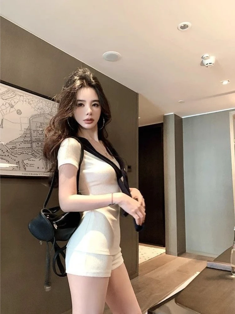 

Women's Korean Style Elegant Light Mature Slim Fit Shawl Set Short Sleeve Summer New Three Piece Simple Shorts Slimming Outfit