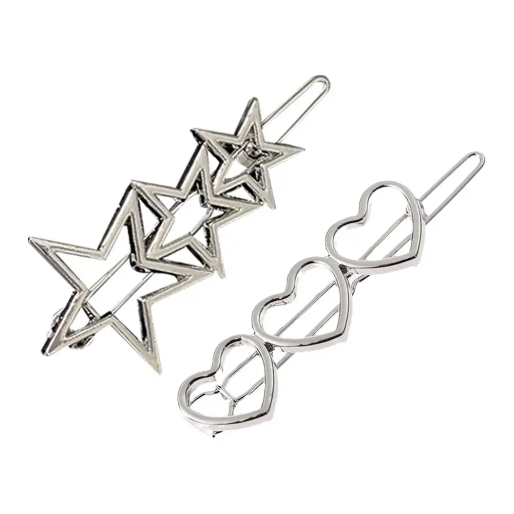 Love Heart Metal Hair Clip Hairpin Hollow Star Geometric Hair Clip For Women Hairpin Sweet Girl Headwear Y2k Hair Accessories