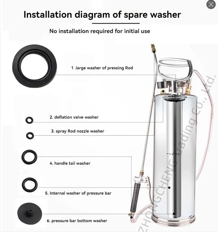 12L Manual Sprayer Electric Stainless Steel Spray Bottle Air Pressure High Pressure Large Sprayer Bottle
