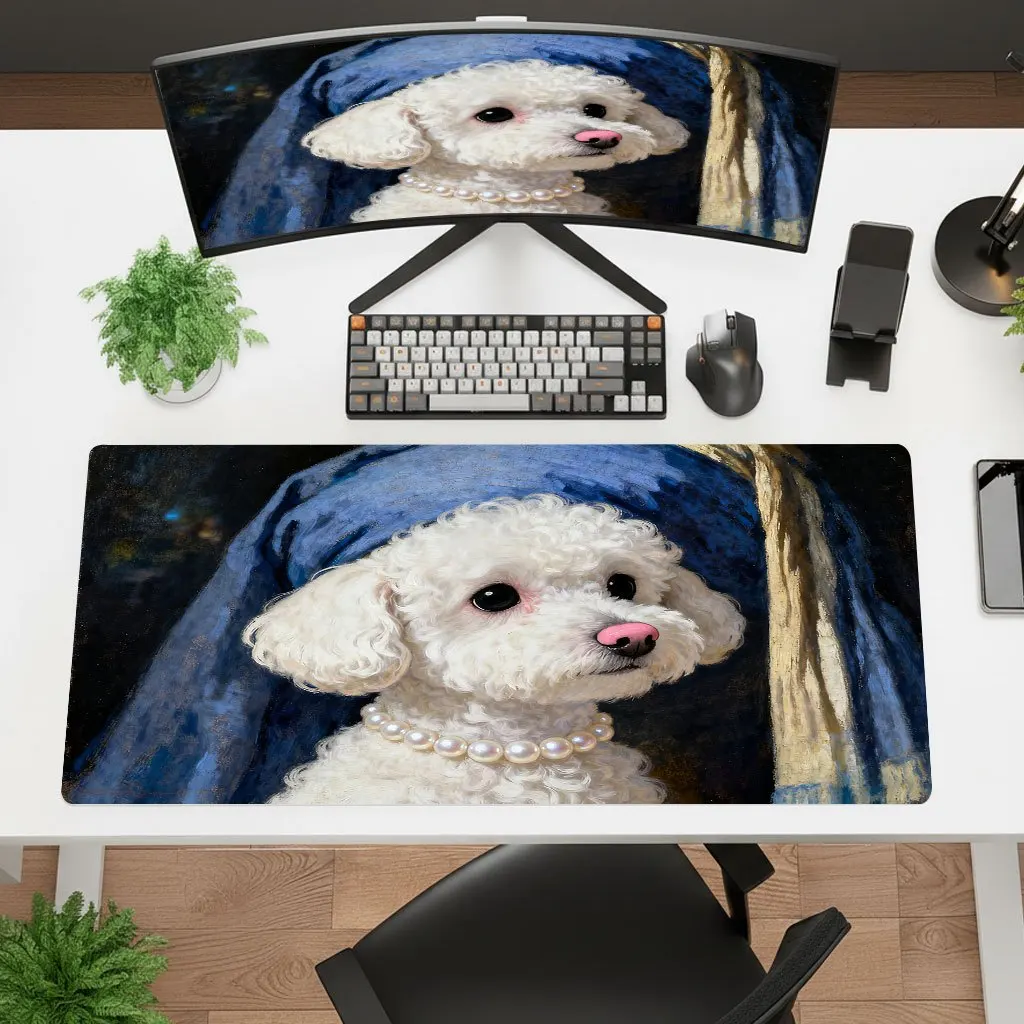 Brand Pearl Dog Mouse Pad Iron Art Core Large Mat Ultra-HD Printing Office Laptop Gaming Desk Mat Non-Slip Rubber Backing Thick