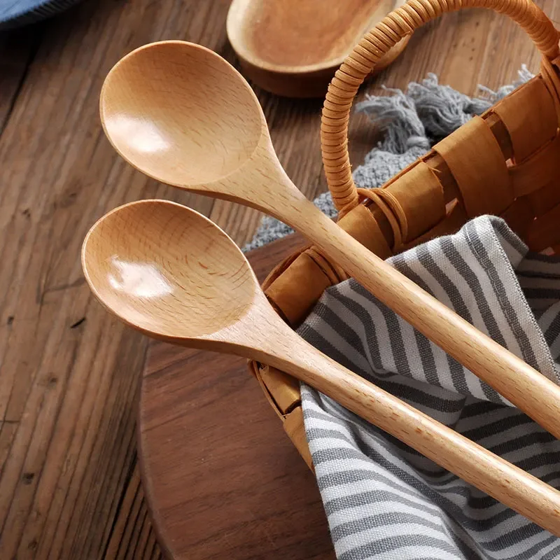 1pcs Wooden Spoon Tableware Kitchen Cooking Utensil Tools Soup Tea Spoon Catering Cooking Tool Coffee Soup Teaspoon Honey Spoon