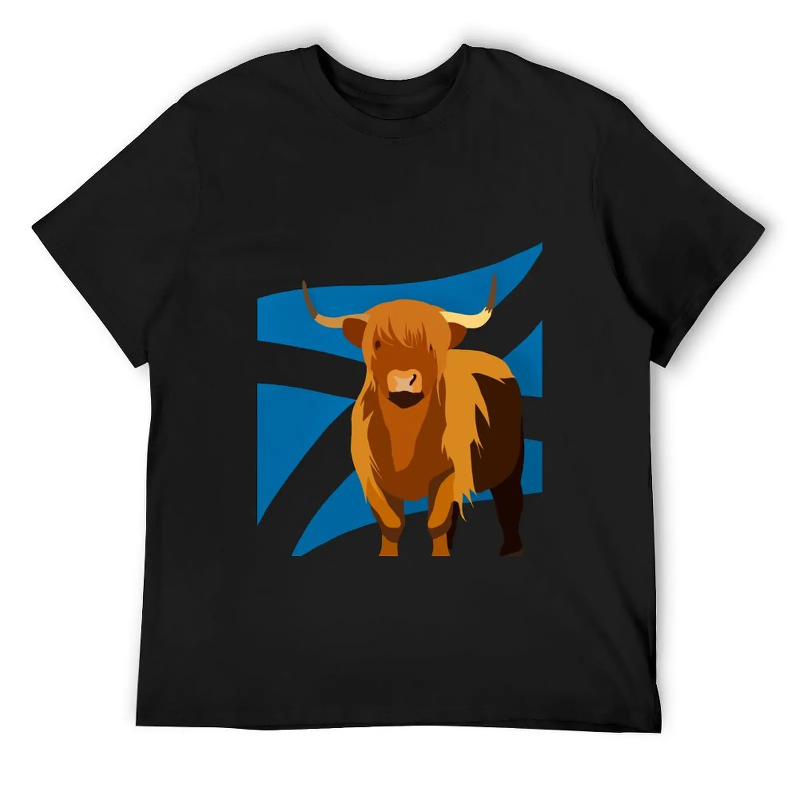 

Highland Cow + Scottish Flag T-Shirt Man t-shirt tops customs design your own anime clothes tee shirts for men