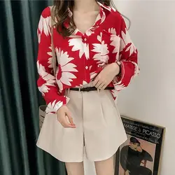 Floral Shirt for Women in Spring and Autumn with a Trendy Design That Is Niche Long Sleeved Shirt Loose and Slimming Top