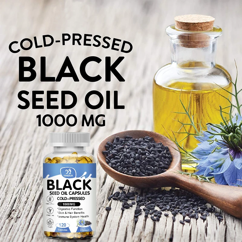 Black Seed Oil Capsules Relieves Indigestion Fights Supports Hair, Skin, Weight Loss Boost Immunity And Fight Inflammation