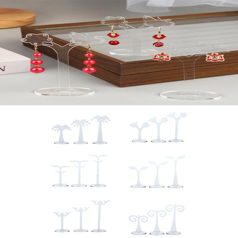 3Pcs/set Clear Acrylic Earring Display Stand Transparent Stud Dangle Earrings Display Rack For Jewelry Showcase Organizer Holder