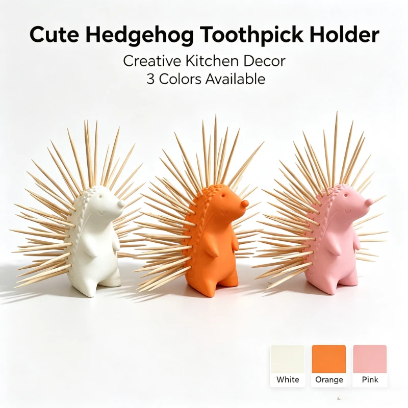 3D Printed Cute Hedgehog Toothpick Holder Creative Animals Toothpick Dispenser Storage Organizer Kitchen Table Tabletop Decor