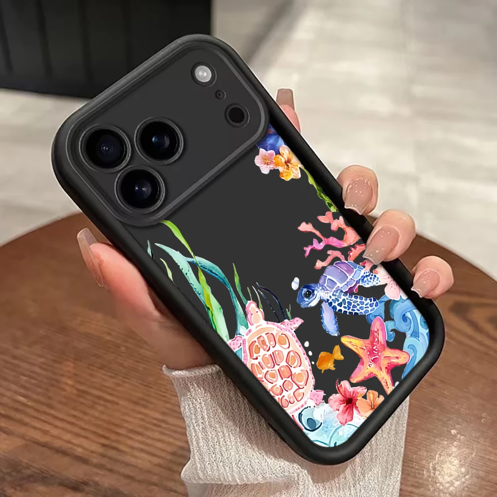 Aquarell-Schildkröten-Handyhülle mit Trageriemen für iPhone 12 13 14 15 16 17 Pro Max 15 14 13 Plus 17 E Stoßfeste Matte Silikonhülle – Detail 6