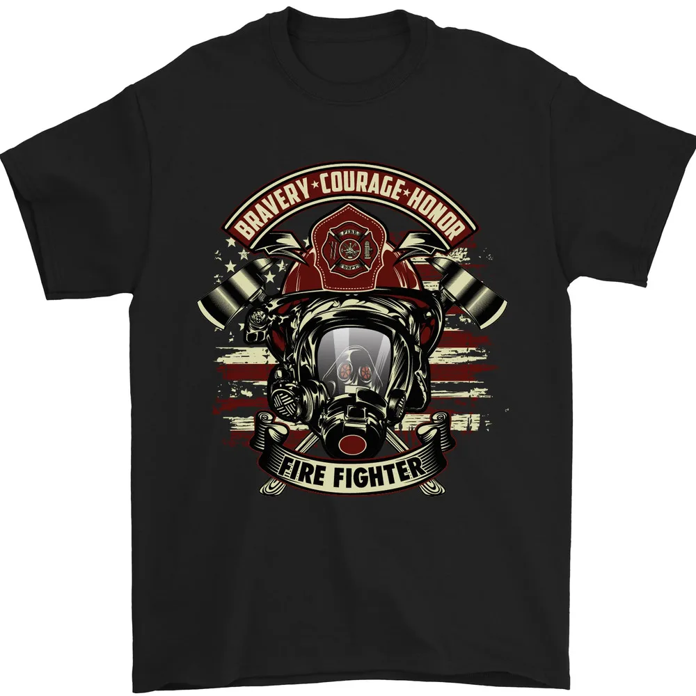 Bravery Courage Honour Firefighter Fireman Mens T-Shirt 100% Cotton  High Quality 100%Cotton Short Sleeve