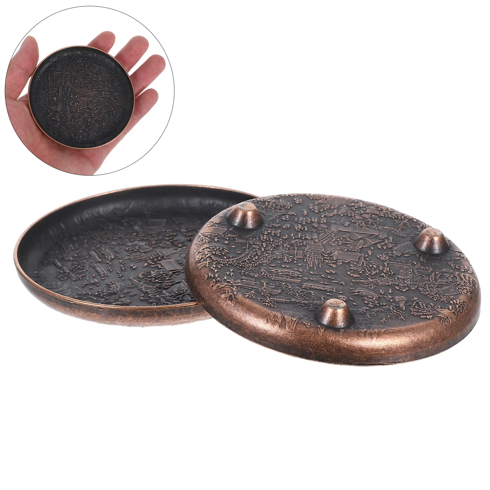 

2 Pcs Coffee Office Tea Cup Holder Saucers for Retro Metal Mats Copper Teacup Coaster
