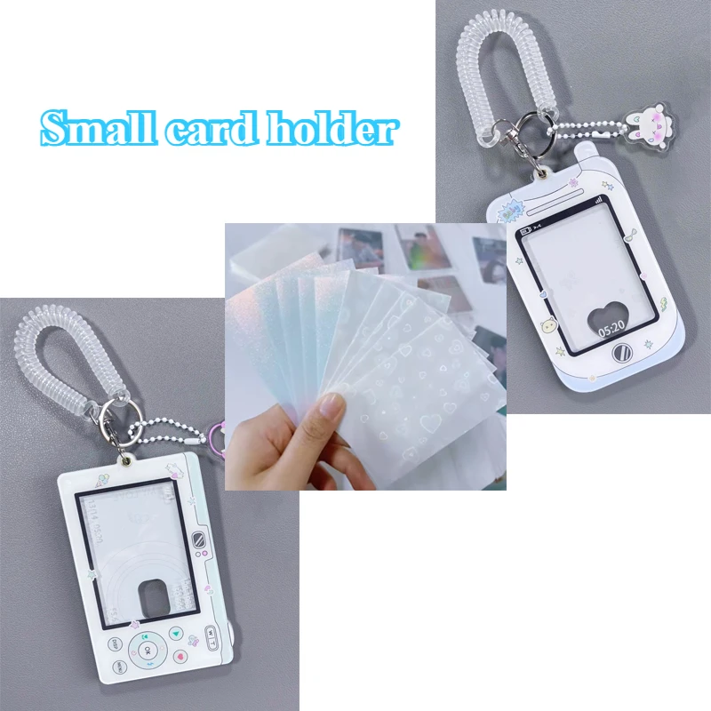 1PC Photo Display Card Holder Acrylic Y2K Cell Phone Modeling Style Kpop Photo Card Holder with Keychain Idol Picture Case