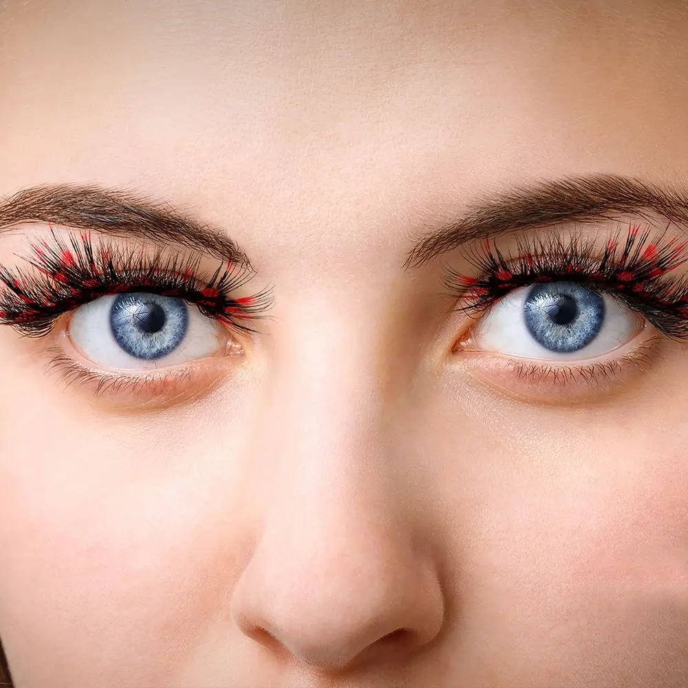 Belleza de las mujeres exagerada pestañas Drama escenario maquillaje pestañas postizas pluma punto tupido