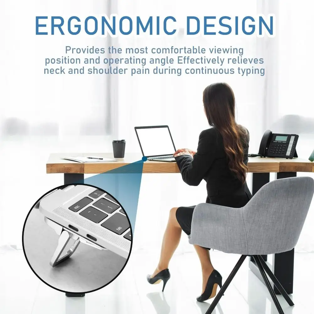1 Pair Alloy Laptop Stand Aluminium Alloy Non-slip Laptop Support Holder Foldable Invisible Cooling Holder Desktop Holder