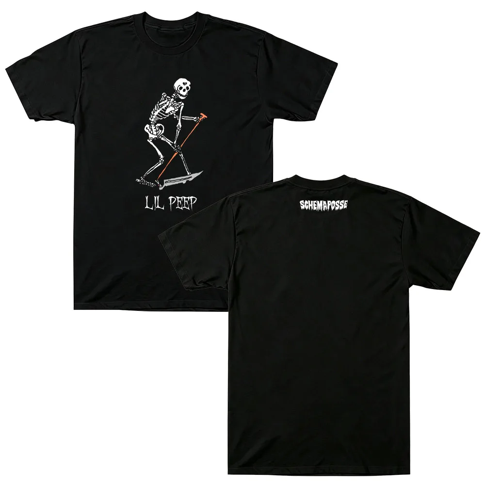 Lil Peep Schemaposse Grim Reaper T Shirt Merch Rap Punk Metal Men's M Black OG Skeleton Tee Unisex Cotton High Quality Clothing