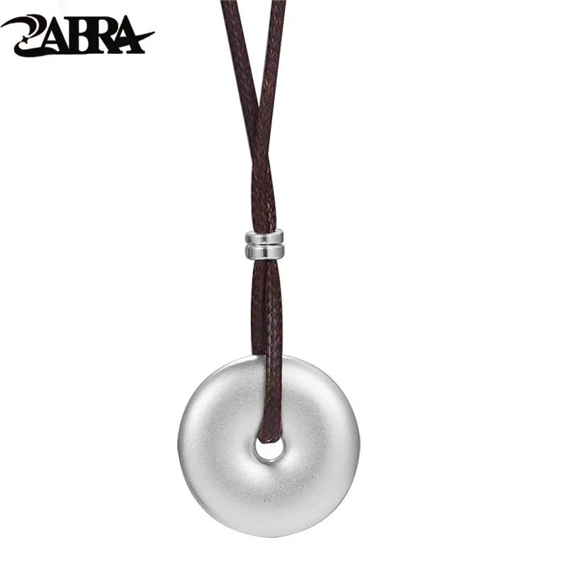 ZABRA Sterling Silver 999 Pendant Necklace Simple Round Big Hole Lucky Necklace Choker Jewelry Women Gifts